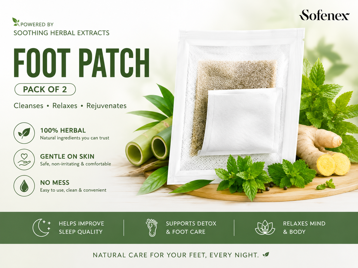 Herbal And Gentle Ingredient Detox Foot Pads (pack of 2)